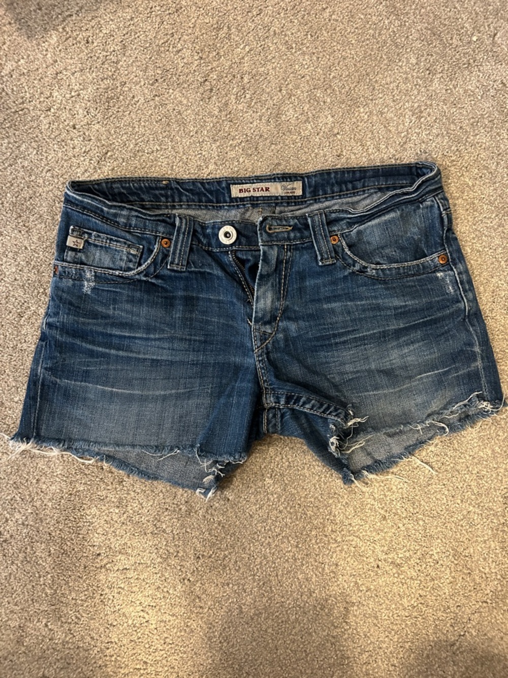 Big Star Dark Blue Distressed Denim Cutoff Shorts